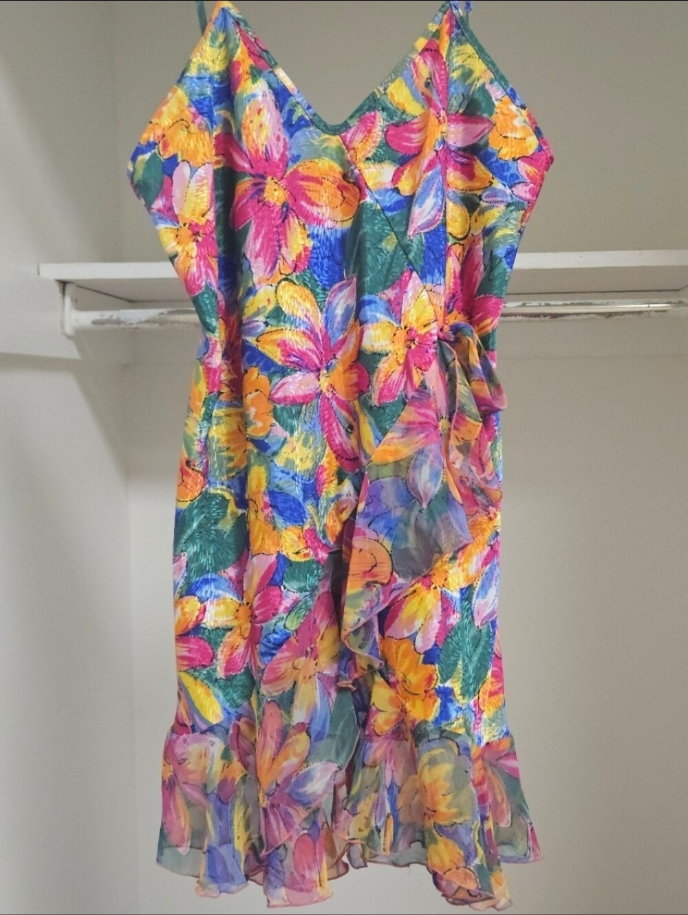 CINEMA ETOILE TROPICAL FLORAL BABYDOLL SLIP DRESS LARGE